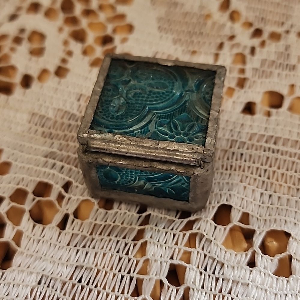 Vintage Mini Colored Glass Trinket Box